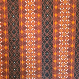 Vintage retro orange & black abstract floral fabric