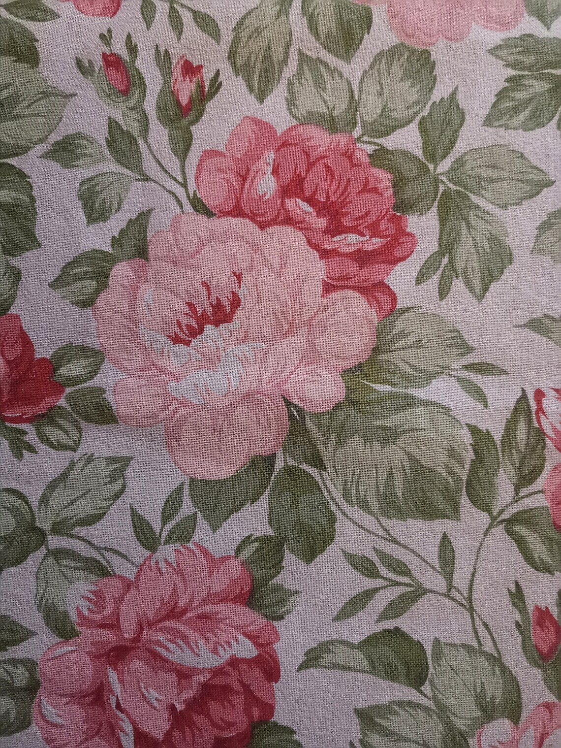 Cabbage Rose Print Floral Sheet Fabric 1980s Floral Print - Etsy UK