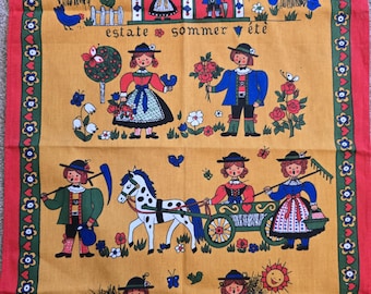 Folk Art Tea Towel, M J Maurey - Etsy
