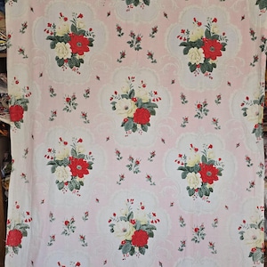 Vintage French rose fabric blush pink