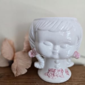 Vintage ceramic girl head vase planter
