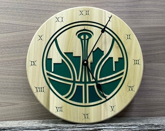 Seattle Supersonics NBA Wall Clock, Basketball Team Awesome Anchor Gift Dad Mom Husband Wife Boyfriend Christmas Game Time Washington Sports