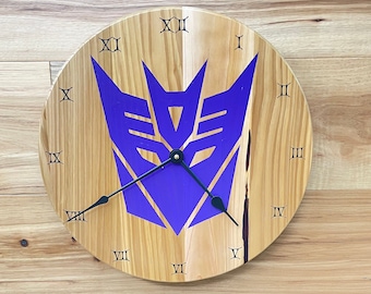 Decepticons Cedar Wood Wall Clock - Transformers Fan Art