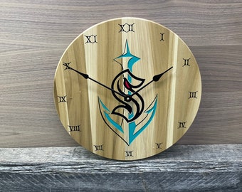 Seattle Kraken NHL Wood Wall Clock: Hockey Fan Gift
