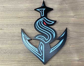 Seattle Kraken 3D Wood Sign: Custom Man Cave Decor
