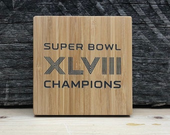 Seahawks bamboe onderzetters: cadeau NFL-voetbalfan, set van 4