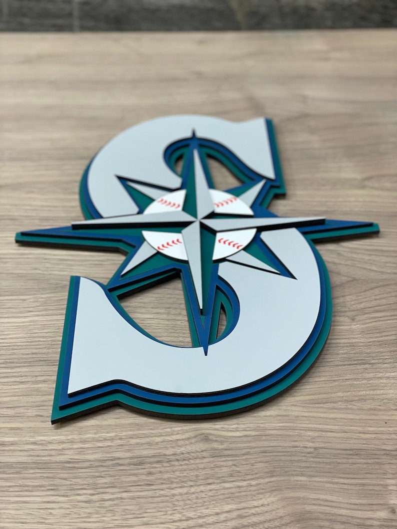 Seattle Mariners Round Wood Sign 14 Inch Barrel Top Decor