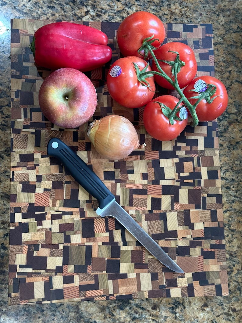 AMAZING End Grain Cutting Board CHAOTIC Pattern Won't Dull Knives Great