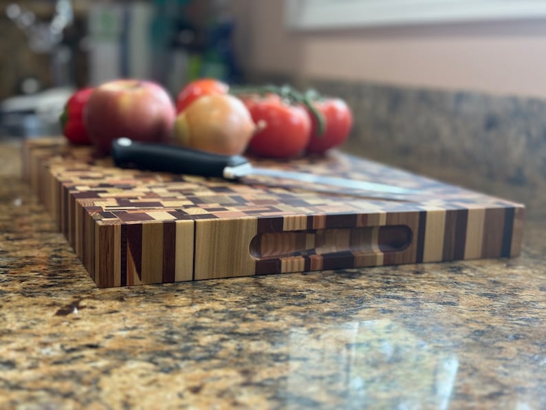 AMAZING End Grain Cutting Board CHAOTIC Pattern Won't Dull Knives Great