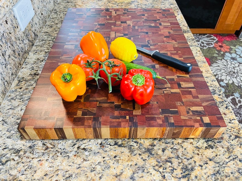 AMAZING End Grain Cutting Board CHAOTIC Pattern Won't Dull Knives Great