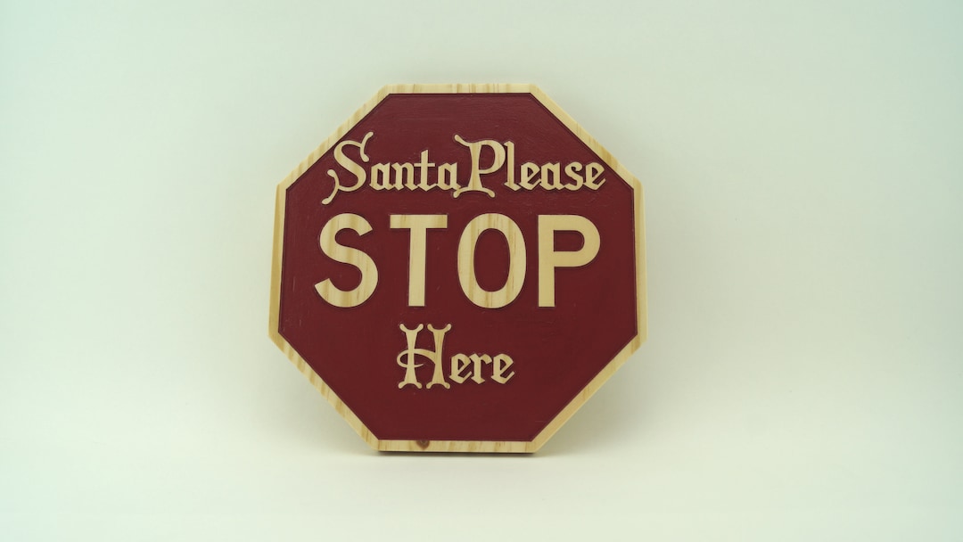 Santa Please Stop Here Sign: Hand-painted Spruce Christmas Decor - Etsy