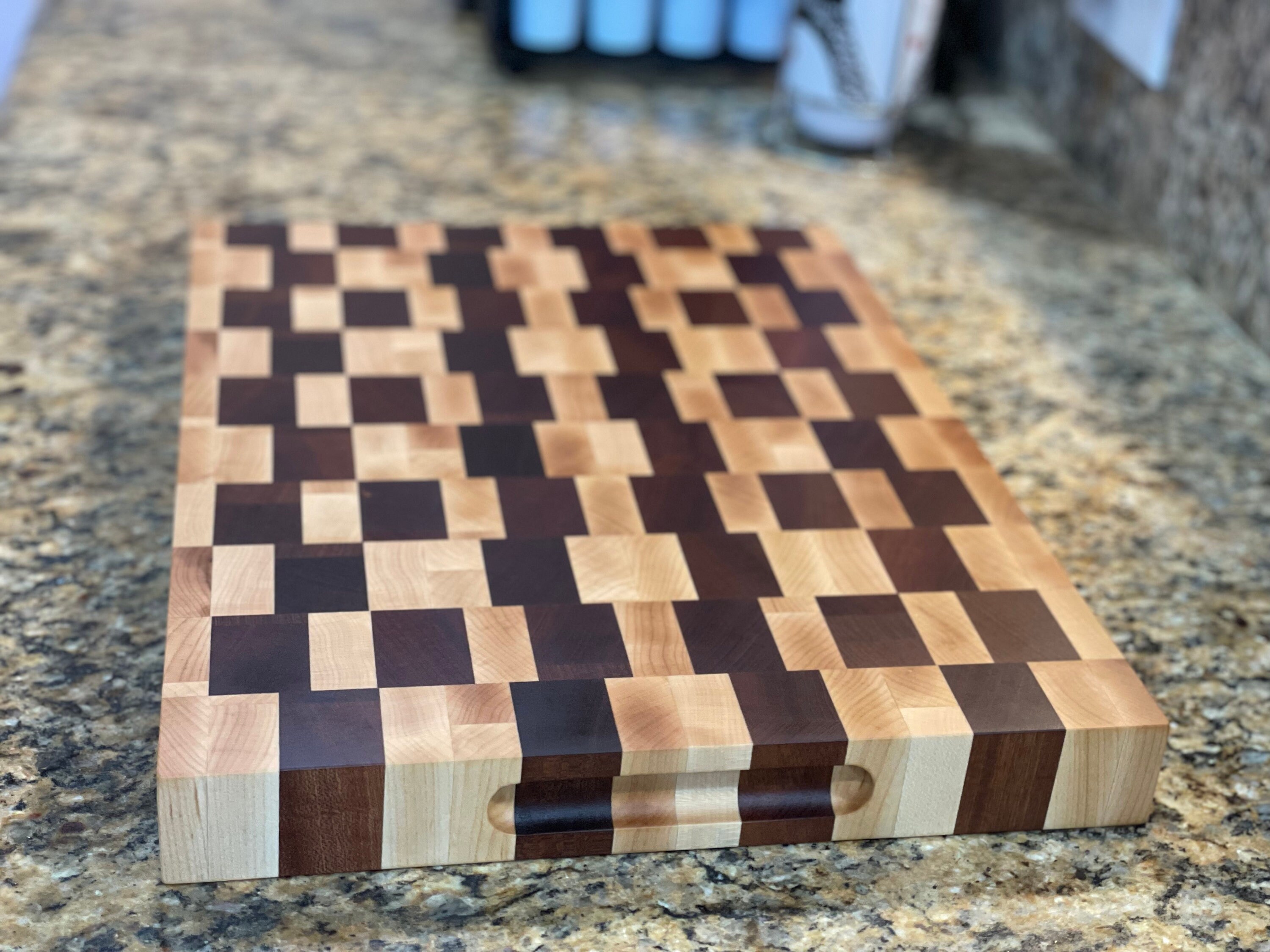 Mahogany and Maple End Grain Cutting Board Checker Pattern Won't Dull