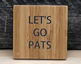 Patriots bamboe onderzetters: cadeau NFL-voetbalfan, set van 4