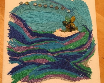 Embroidered seascape