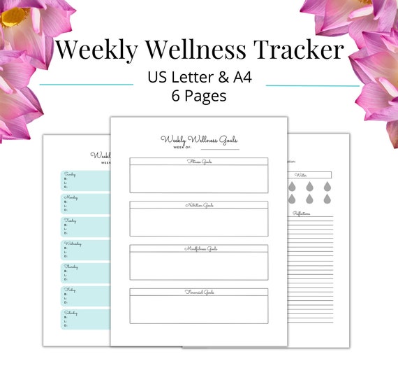 Weekly Wellness Printable Tracker Wellness Log Nutrition and - Etsy