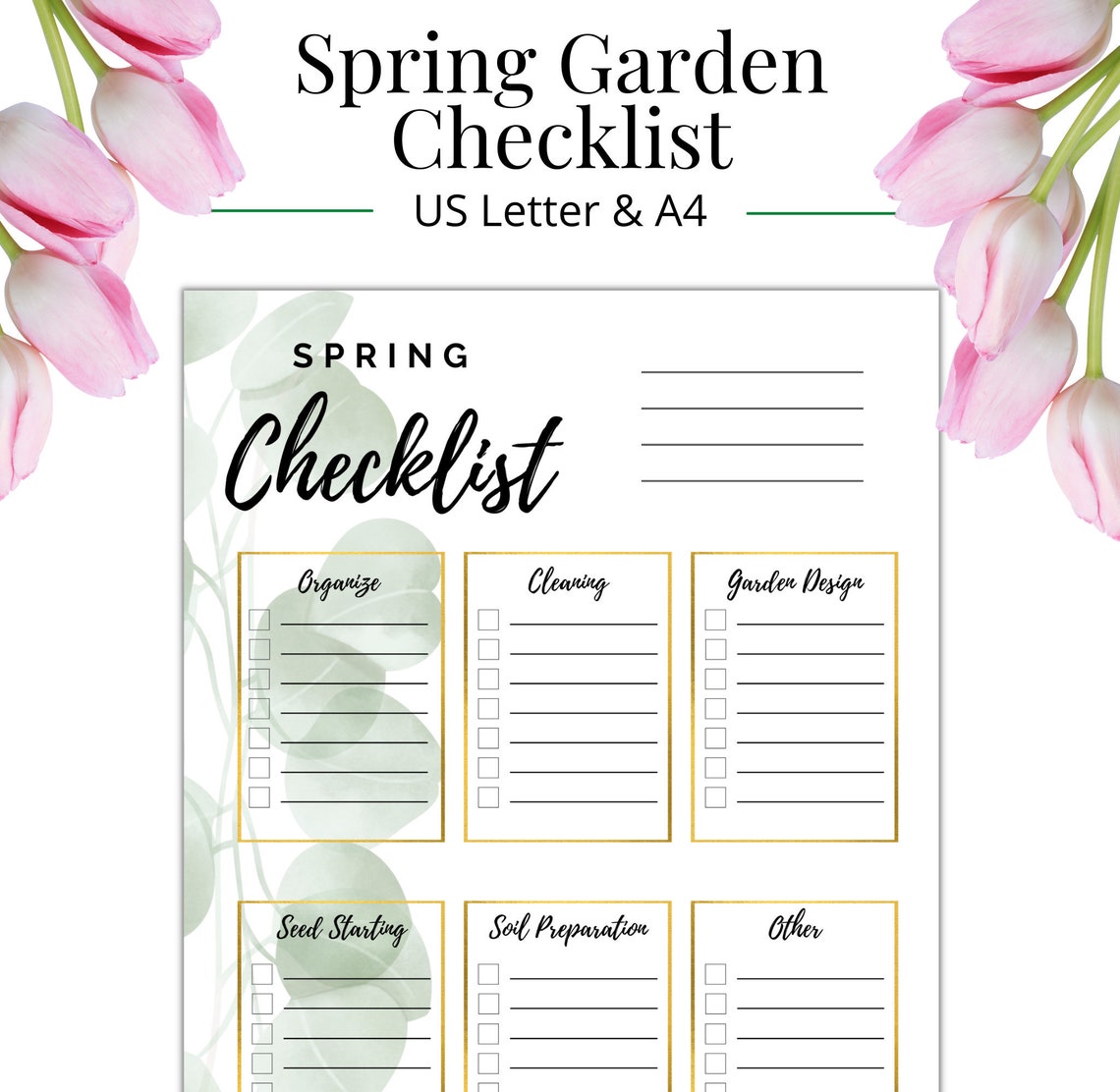Spring Garden Customized Checklist Printable Template Etsy
