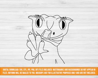 Crested Gecko SVG digitale download | Gecko geknipte vijl | svg jpg png dxf eps bestanden | Hagedis SVG