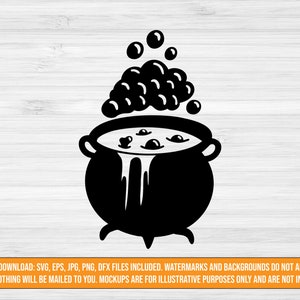 Witches Cauldron SVG digital download, Halloween Witches Spell cut file, svg jpg png dxf eps files, Halloween Designs svg, Bubbling Cauldron