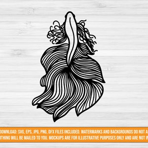 Betta fish SVG digital download, Betta fish cut file, svg jpg png dxf eps, underwater svg, bathroom svg