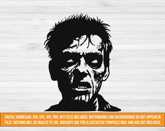 ゾンビ SVG、不気味な SVG、ハロウィーン SVG、不気味なデジタル カット ファイル、アンデッド クリップアート、dxf、eps、jpg、png