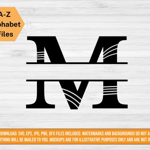 A-Z Alphabet Split Monogram SVG | Split Alphabet SVG | svg png eps dxf jpg digital download | Initials files