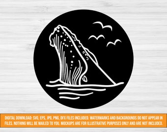 クジラの SVG デジタル ダウンロード、コースター カット ファイル、コースター用 SVG SVG jpg png dxf eps、水中 SVG、ラウンド SVG