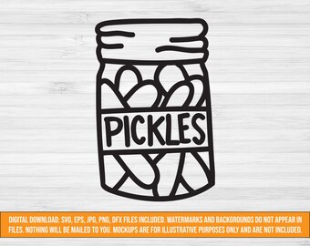 ピクルス ジャー SVG デジタル ダウンロード、ピクルス SVG、秋 SVG、ピクルス カット ファイル、秋 SVG、キッチン SVG、農家 SVG、dxf eps jpg png