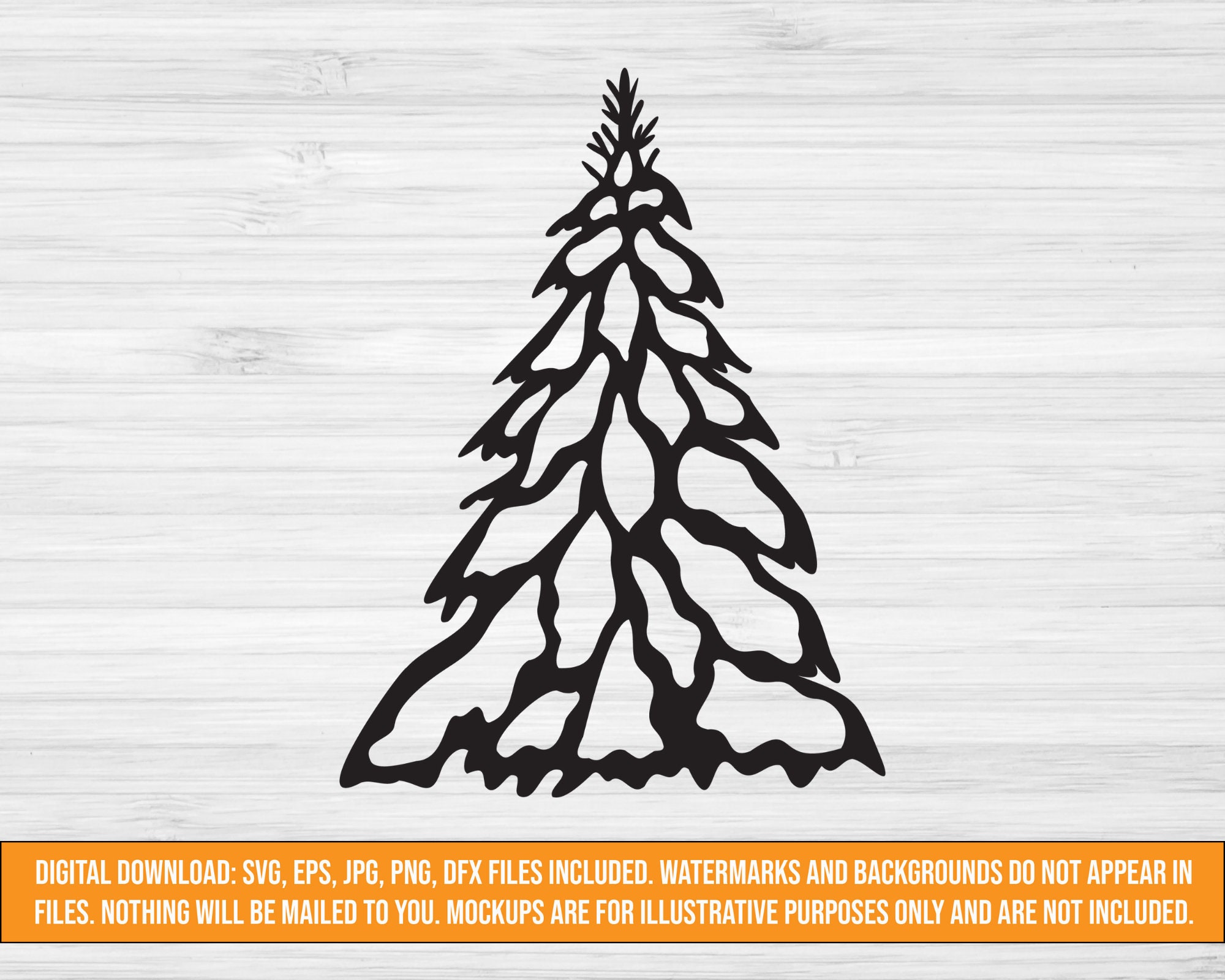 Snow Covered Christmas Tree SVG File, Svg, Png, Eps, Dxf, and Jpg Files ...