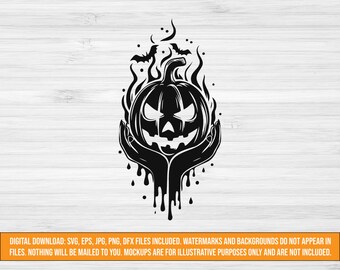 不気味なカボチャの SVG、魔女の SVG、ハロウィーンの SVG、不気味なデジタルカット ファイル