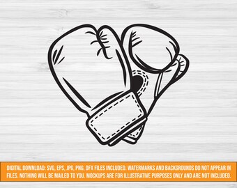 ボクシング グローブ SVG、キックボクシング SVG、キックボクシング カット ファイル、ボクシング クリップアート、svg jpg png dxf eps ファイル