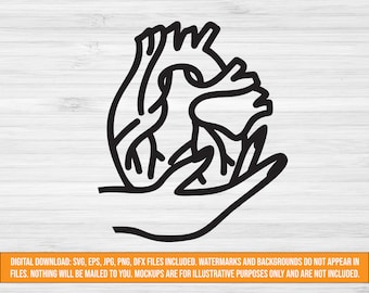 人間の心臓 SVG デジタル ダウンロード、ハロウィーン SVG、人間の心臓カット ファイル、医療 SVG、看護師 SVG、ゴス SVG dxf eps jpg png、人間の心臓クリップアート