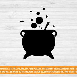 Simple Witches Cauldron SVG, Halloween Witches Spell cut file, svg jpg png dxf eps files, Halloween Designs svg, Bubbling Cauldron