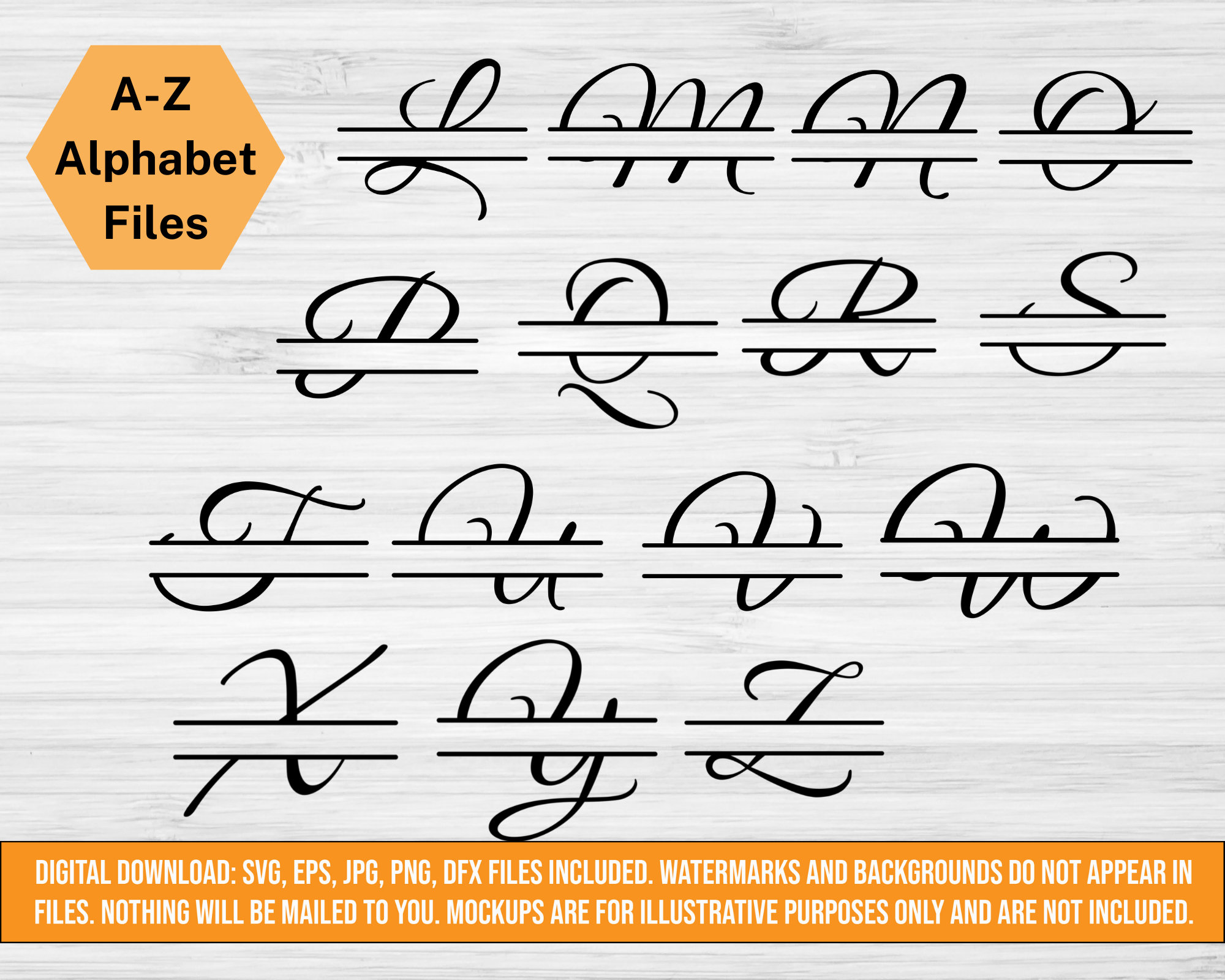 A-Z Split Monogram SVG Full Alphabet | Calligraphy SVG | Svg Png Eps ...