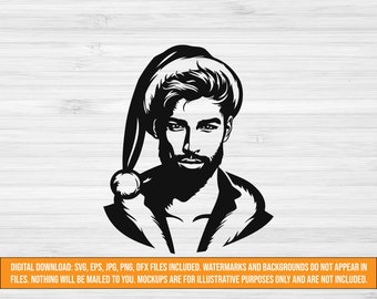 セクシーなサンタクロースの SVG ファイル、若いサンタのクリップアート、svg、png、eps、dxf、jpg ファイル、楽しいクリスマス SVG プロジェクトのアイデア