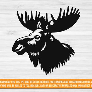 Elch Kopf SVG digitaler Download, Elch geschnitten Datei, Elch Clipart, Outdoorsy svg, svg für die Jagd, svg für Jäger, Großwild svg