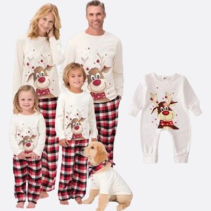 Navidad Familiar Pijama Mujer Invierno Conjunto A Juego, Lindo Top Con  ImpresióN + Pantalones A Cuadros, Pijamas De Vacaciones Para  Mujeres/Hombres/NiñOs/Parejas 