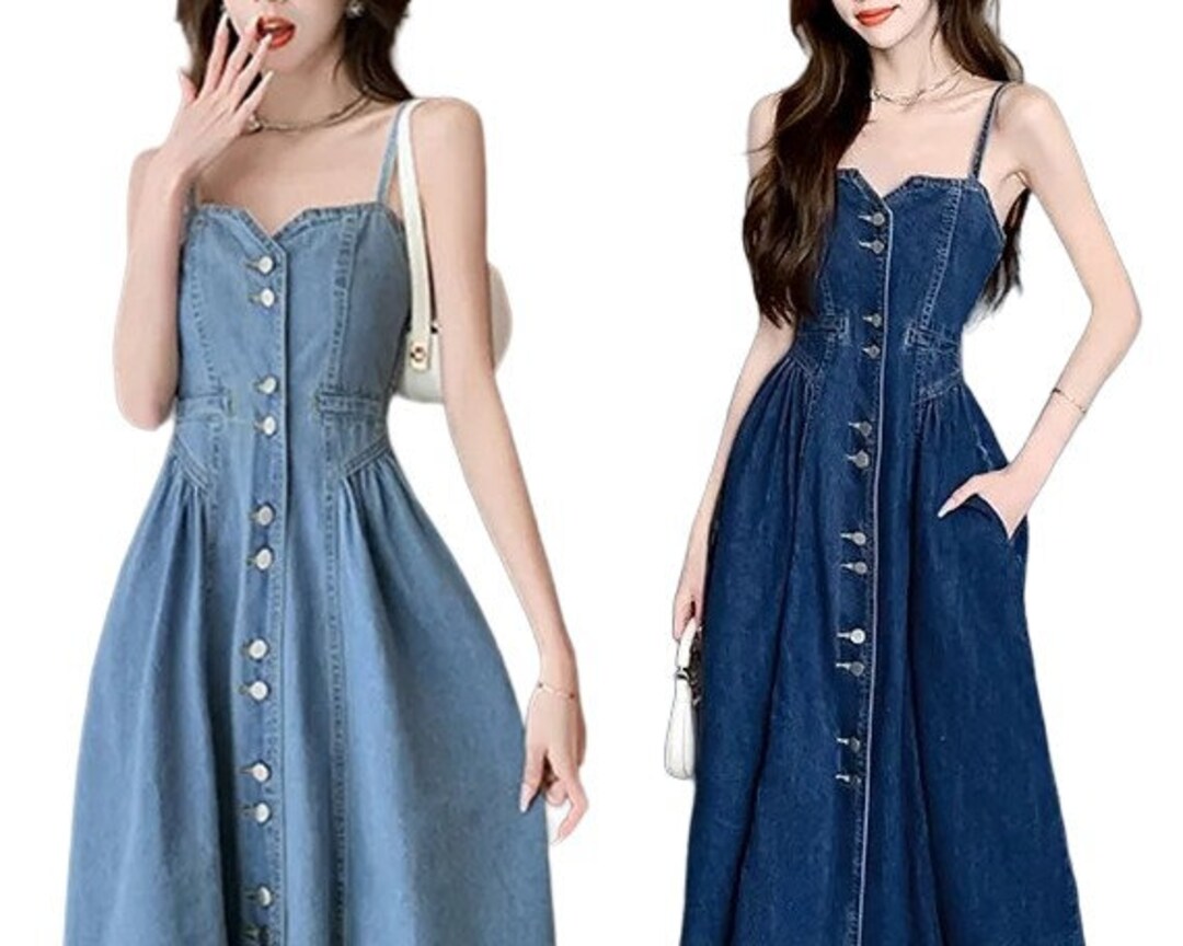 Denim Dress Women, Sleeveless Denim Dress, Women's Dresses, Denim Maxi Dress, Jean Dress Women