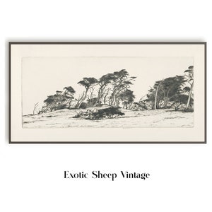Vintage Landscape Sketch | Etching Art | Sketch Art |  Landscape Drawing | Antique sketch | Tree Sketch |  Printable Art #212 II