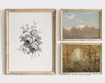 Farmhouse Vintage Print Set | Neutral Vintage Gallery Wall Print SET of 3 | Vintage Home Decor PRINTABLE #213