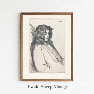 Portrait Sketch | Vintage Portrait | Portrait art print | Woman drawing | Vintage sketch art | Antique Portrait | Printable Art#211