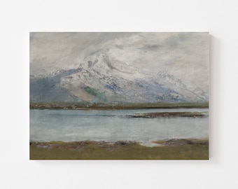 アルパイン湖の絵画：山の風景画、湖畔の家の装飾 - Etsy 日本