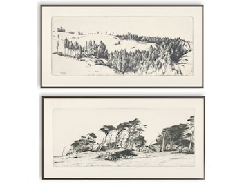 Vintage Landscape Sketch Set | Sketch Art |  Landscape Art | Etching Art | Antique sketch | Tree Sketch |  Printable Art #212 S