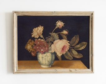 Rosen Malerei | Viktorianische Blumenmalerei | Vintage Blumen Stillleben Print | Rustikal Europäisch | DRUCKBARE Kunst #168
