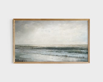 Beach Samsung Frame TV Art File | TV Image File Seascape Painting | Coastal Decor | Landscape Seascape painting | Vintage Beach Art #113