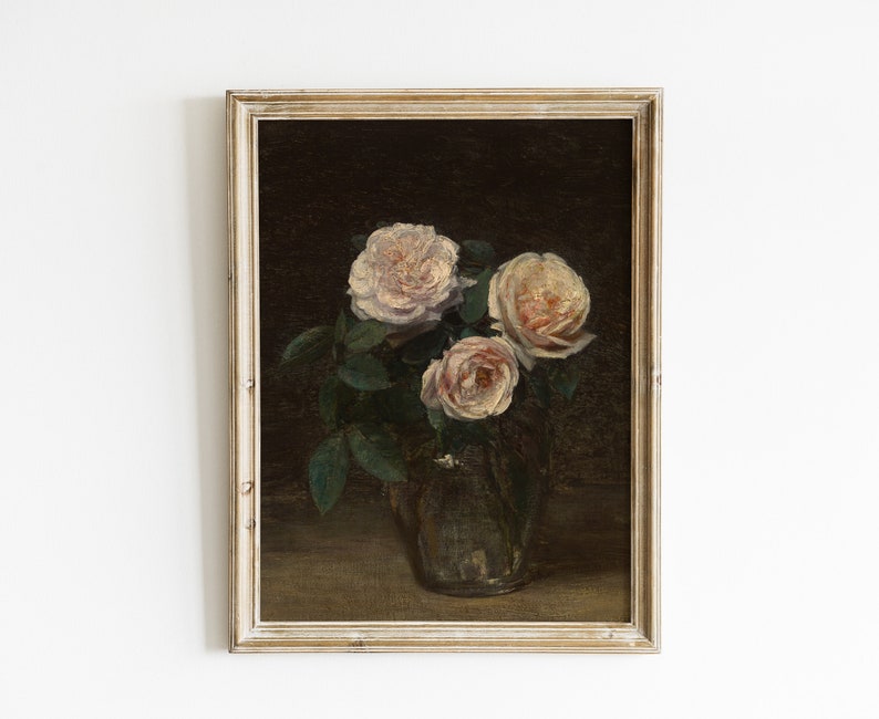 Blush Roses Painting | French Rose Print | Vintage Flower Still Life ...