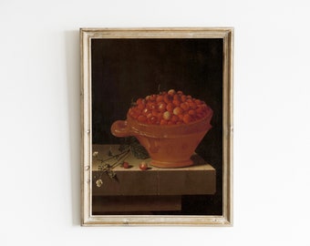Pittura di fragole / Arte della cucina vintage / Pittura di natura morta / Arredamento della casa colonica / Arte di natura morta / Stampa di fragole / Arte STAMPABILE #6