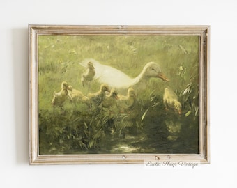 Ducklings Painting | Vintage Nursery Decor | Landscape Painting | Farmhouse Decor | Ducks Print | Vintage Art | PRINTABLE Art #193