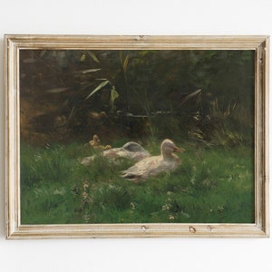 Landscape Painting Farm | Farmhouse Decor | Ducks Print | Duck Painting | Landscape Print | Vintage Art | Antique Art | PRINTABLE Art #13