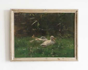 Landscape Painting Farm | Farmhouse Decor | Ducks Print | Duck Painting | Landscape Print | Vintage Art | Antique Art | PRINTABLE Art #13