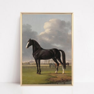 Equestrian Print | Black Horse Oil Painting | Horse Drawing | Horse Print | Farmhouse Wall Art | Vintage Prints | PRINTABLE Art #26 image 2